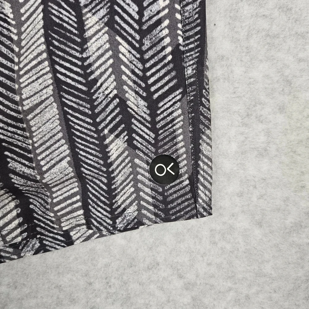 Outerknown Men 31 Black White Board Shorts Geometric Print Apex Trunks Surf Swim